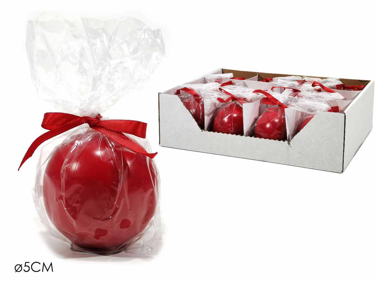 Candela palla diametro 5cm rosso