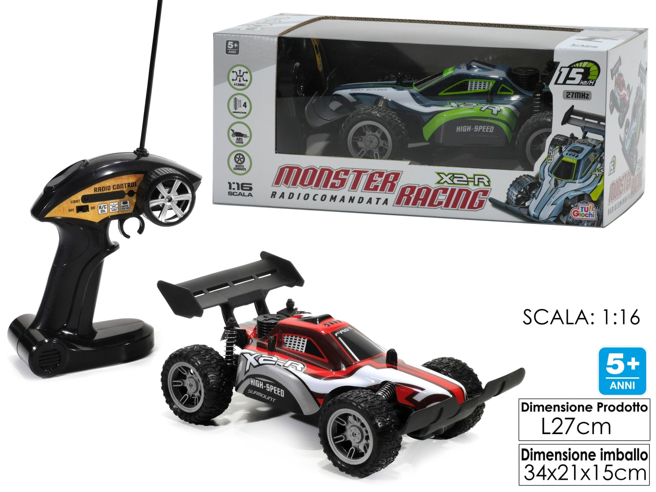 Auto monster racing radiocomandata - disponibile in 2 assortimenti