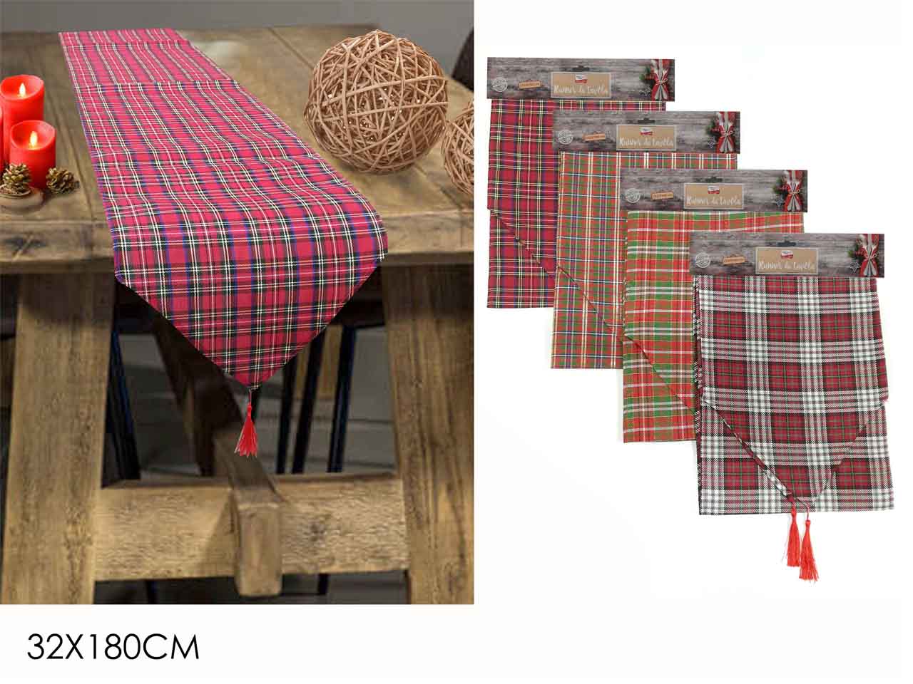 Runner 32x180cm scozzese in 4 assortimenti
