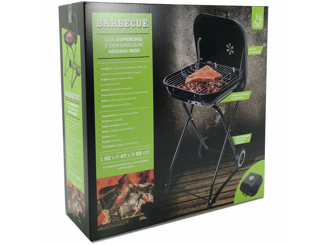 Barbecue quadrato richiudibile 48x48cm