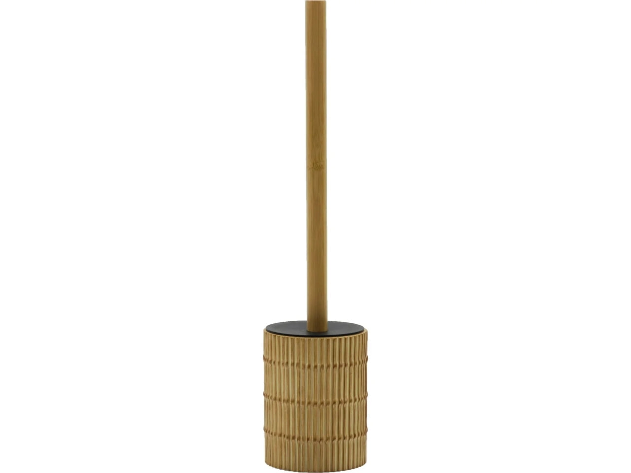Portascopino con scopino da Bagno Effetto bamboo in Poliresina con Manico in Bamboo - stile boho 40 cm