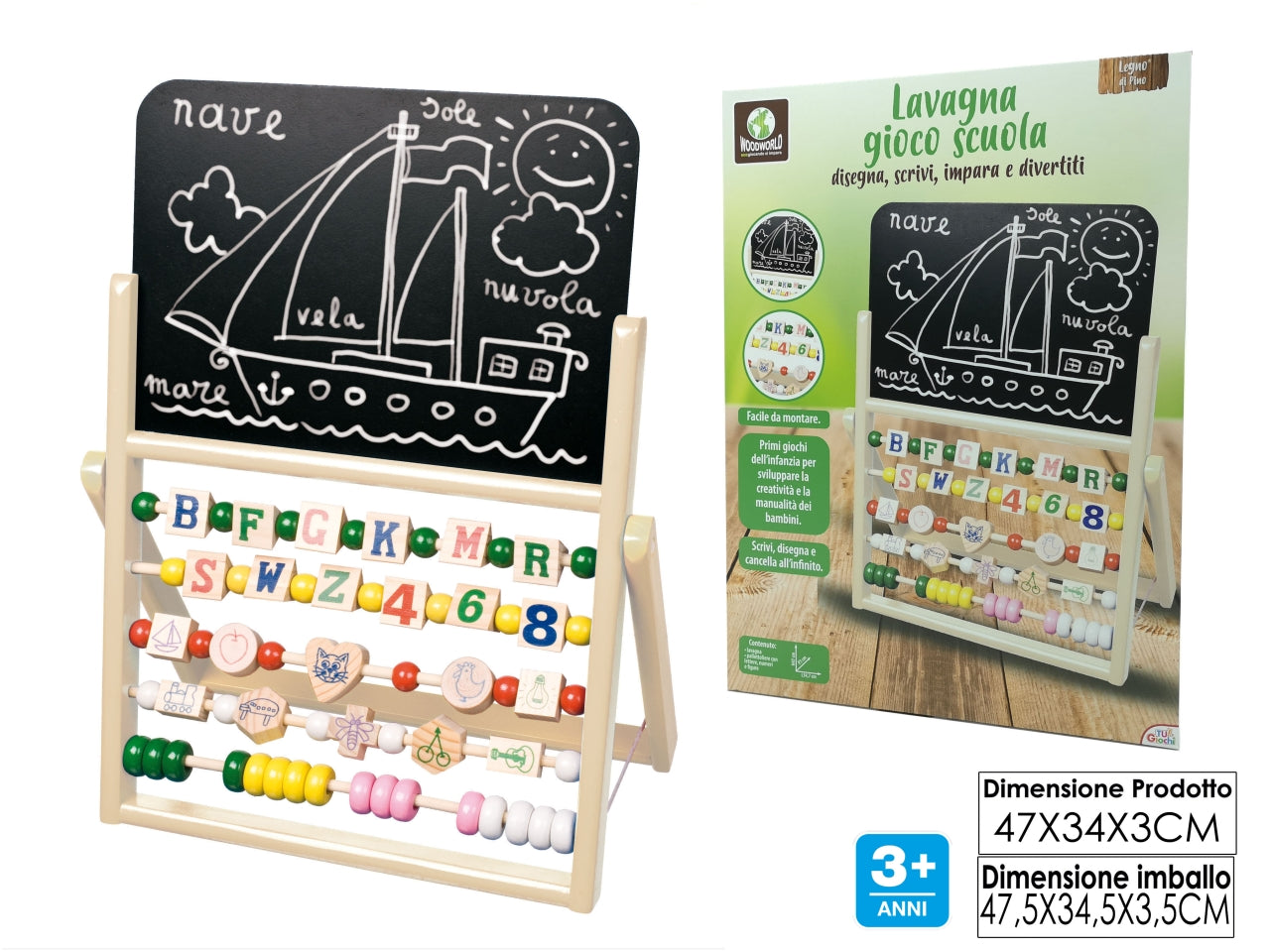 Lavagna gioco scuola con stand e accessori