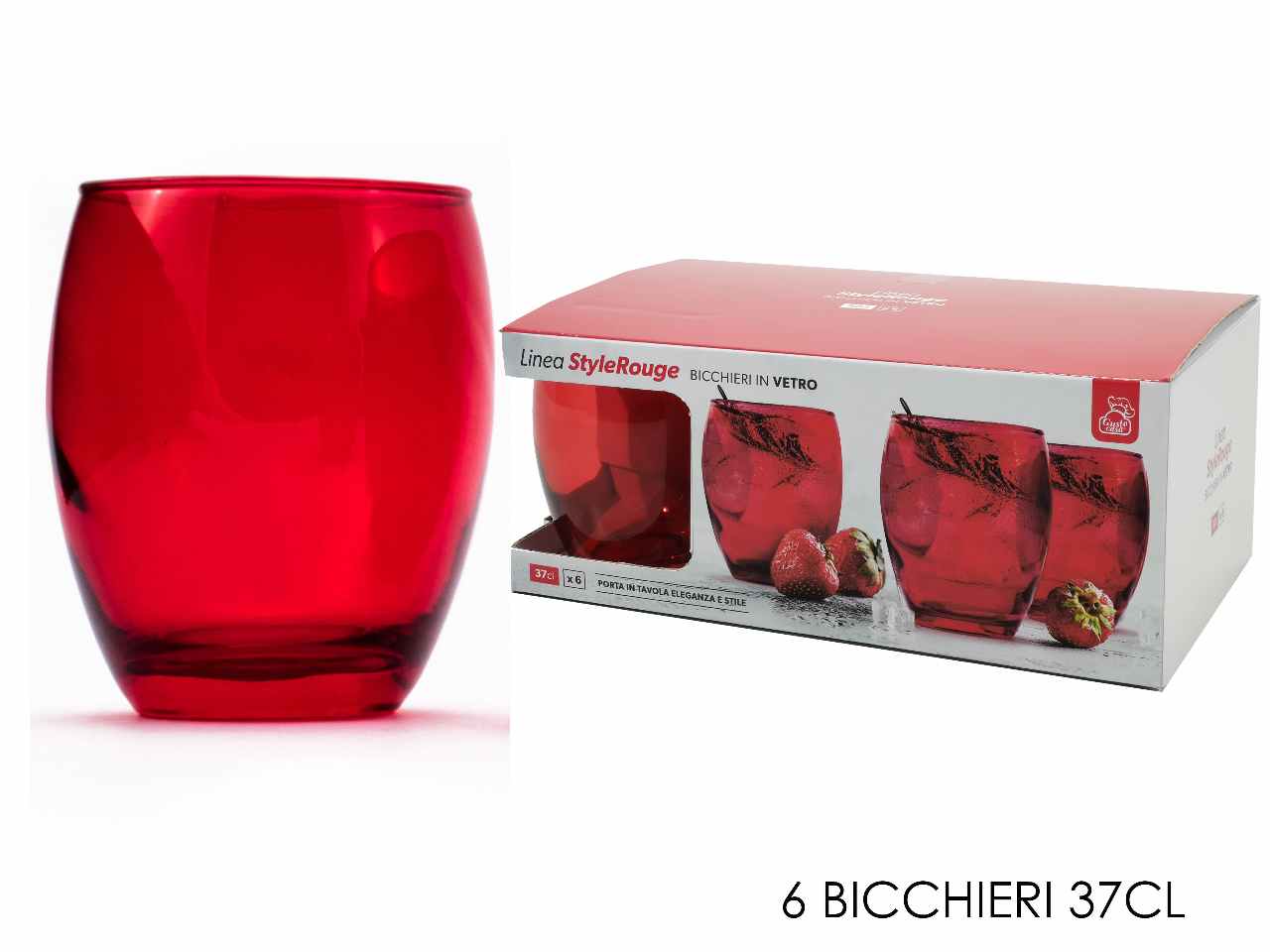 Bicchieri rossi 37cl 6 pezzi