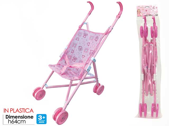 Baby passeggino rosa in plastica 100332