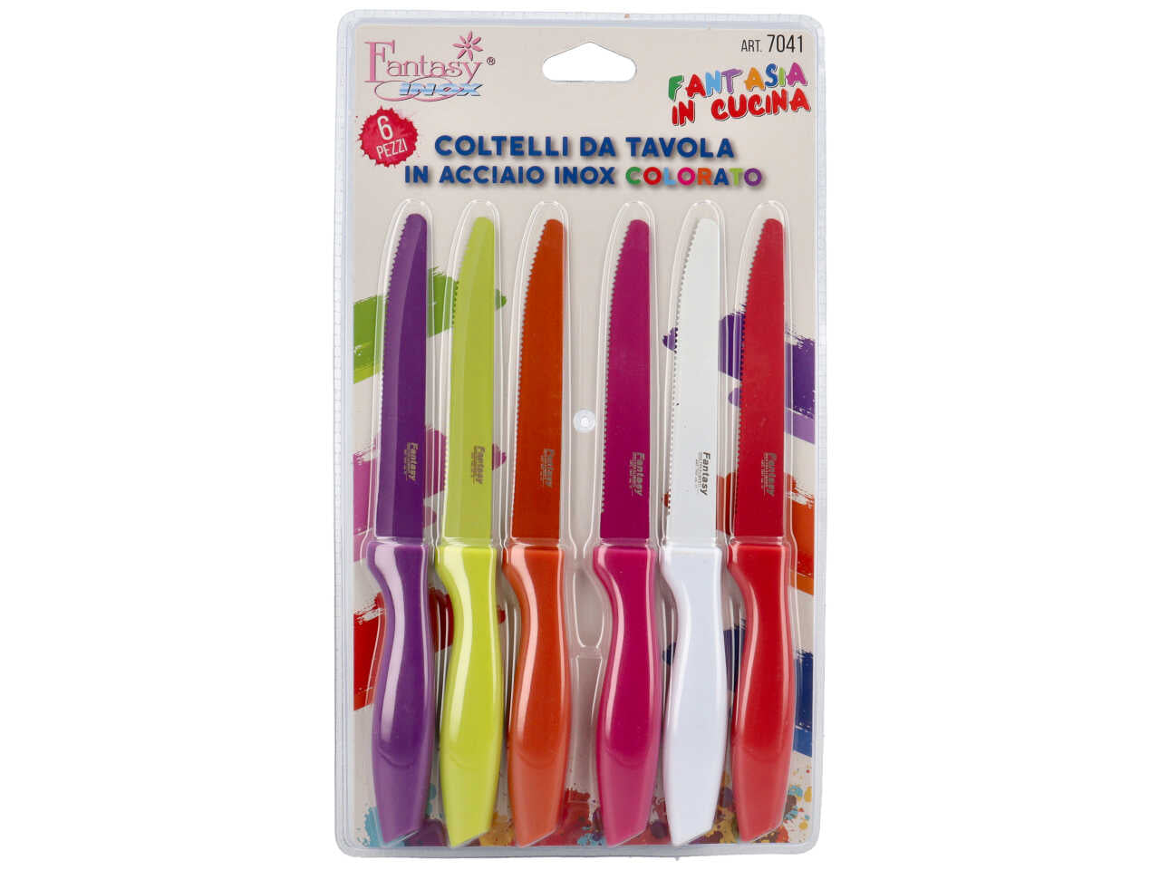 Coltelli da tavola in acciaio inox colorato - confezione da 6 coltelli in colori assortiti