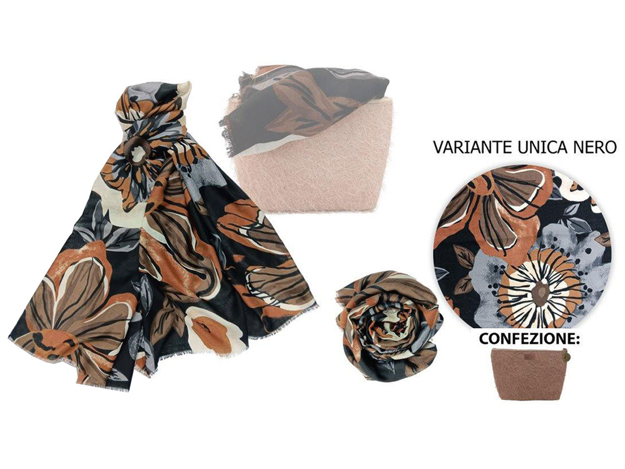 Stola basile floreale nero