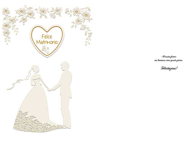 Biglietto per matrimonio bianco con sagoma sposi 5x42x25 cm