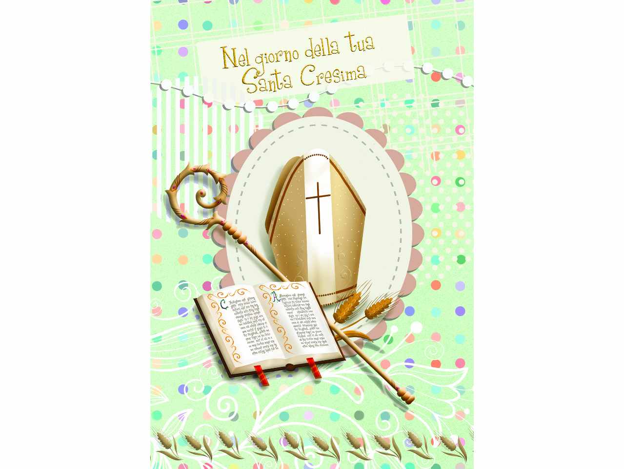 Biglietto auguri per santa cresima con scritta nel giorno della tua Santa Cresima