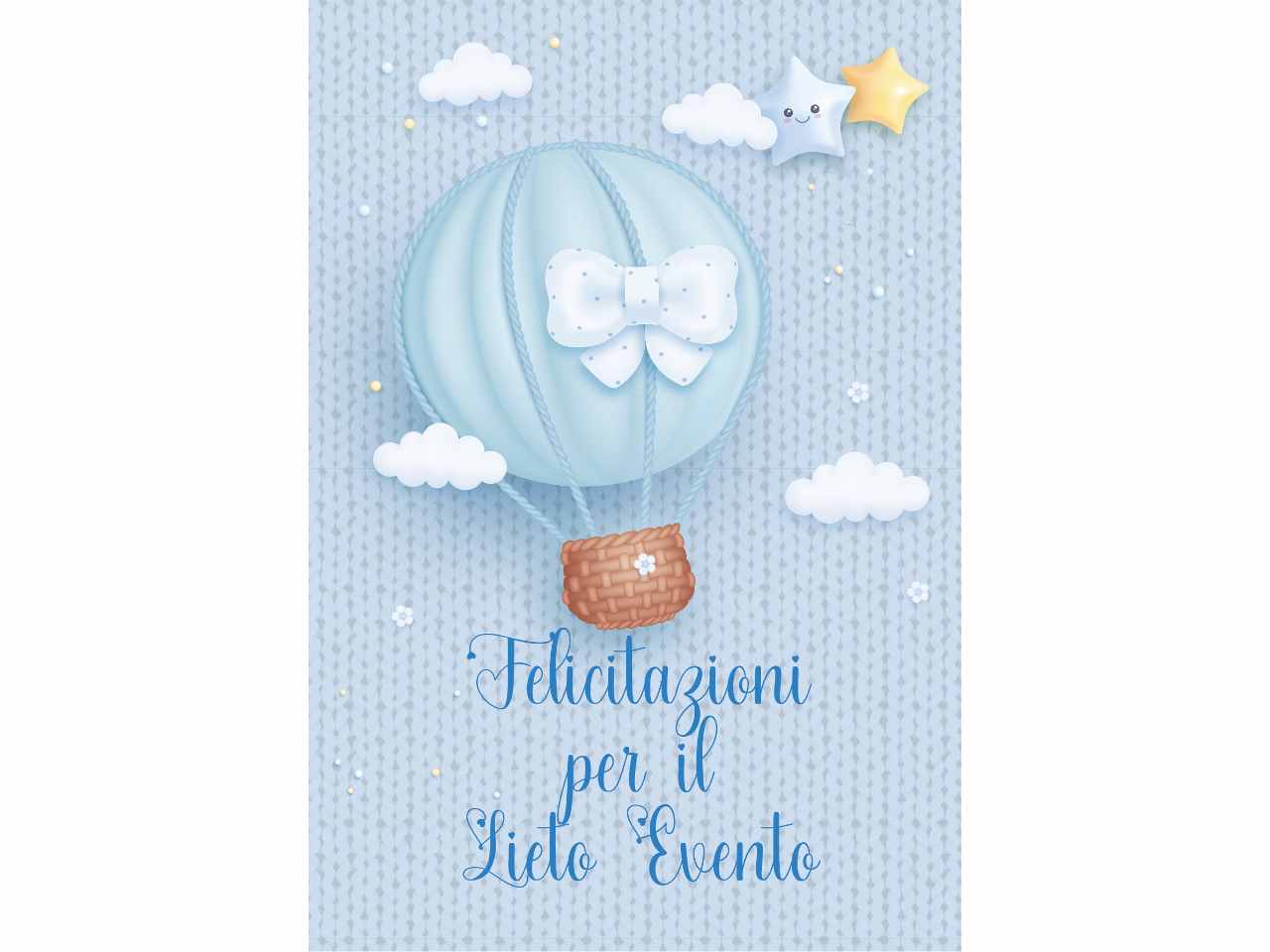 Biglietto auguri per lieto evento colore azzurro