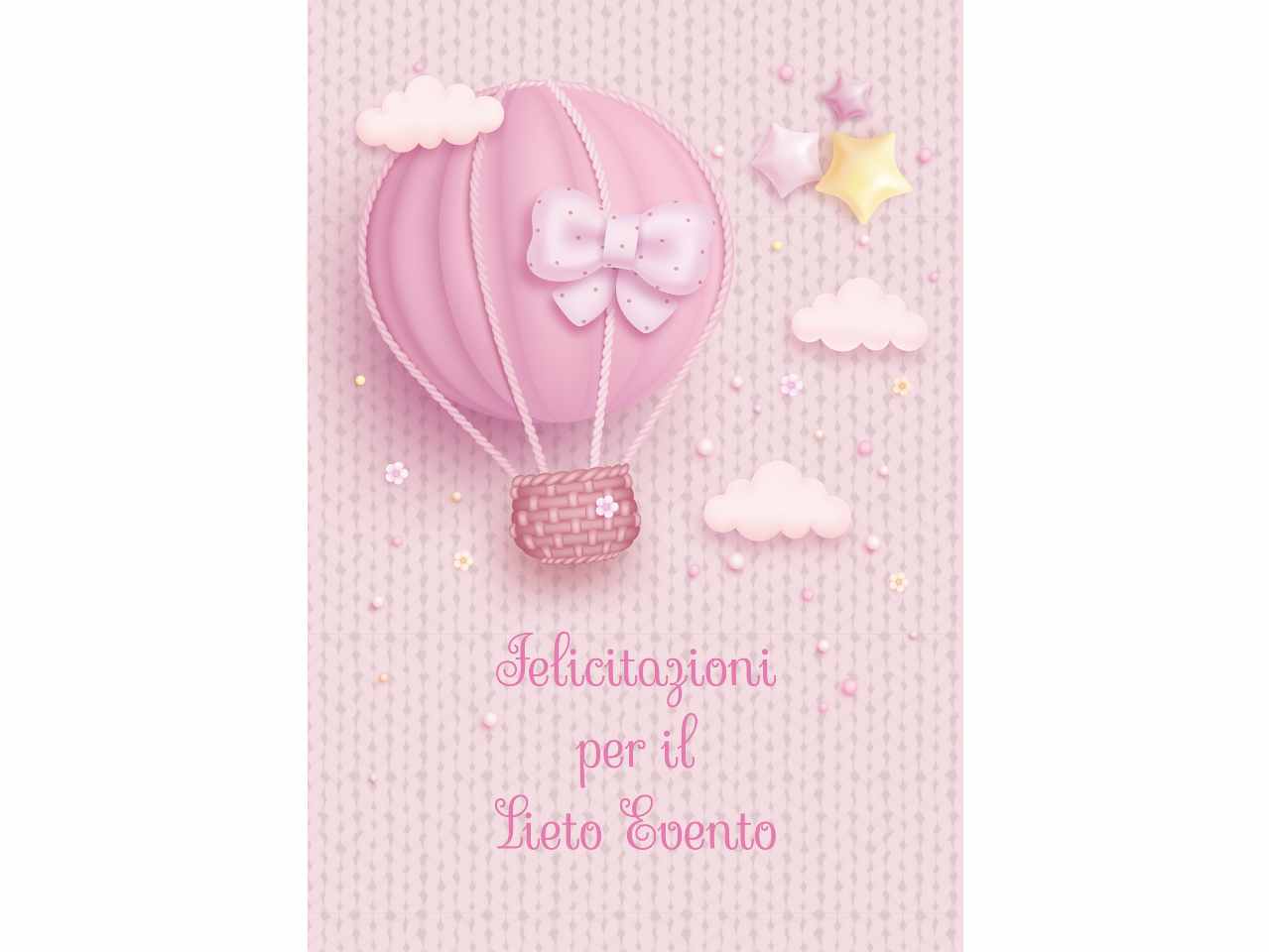 Biglietto auguri per lieto evento colore rosa