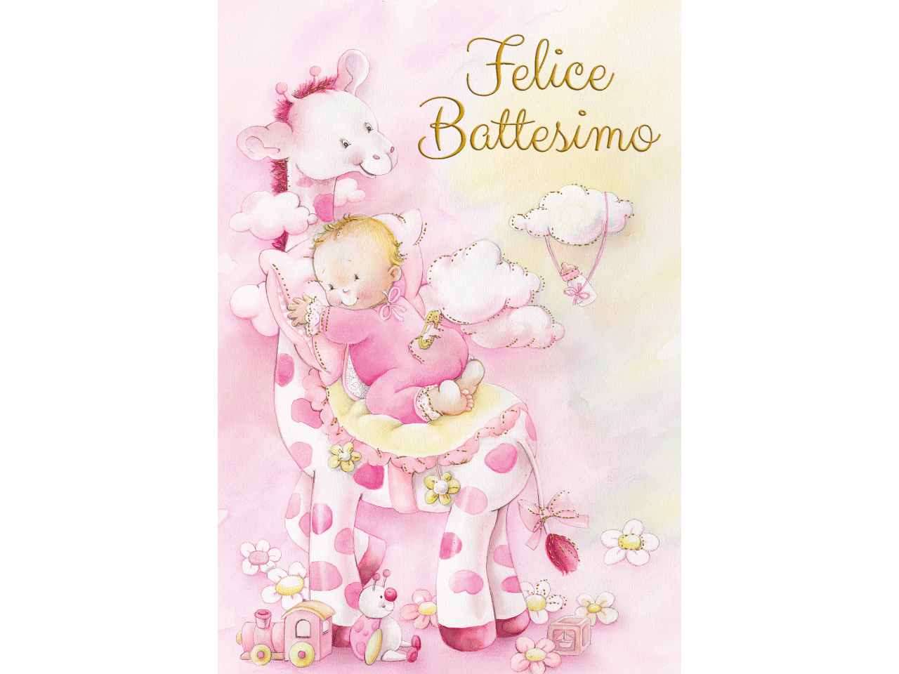 Biglietto auguri battesimo con scritta felice battesimo