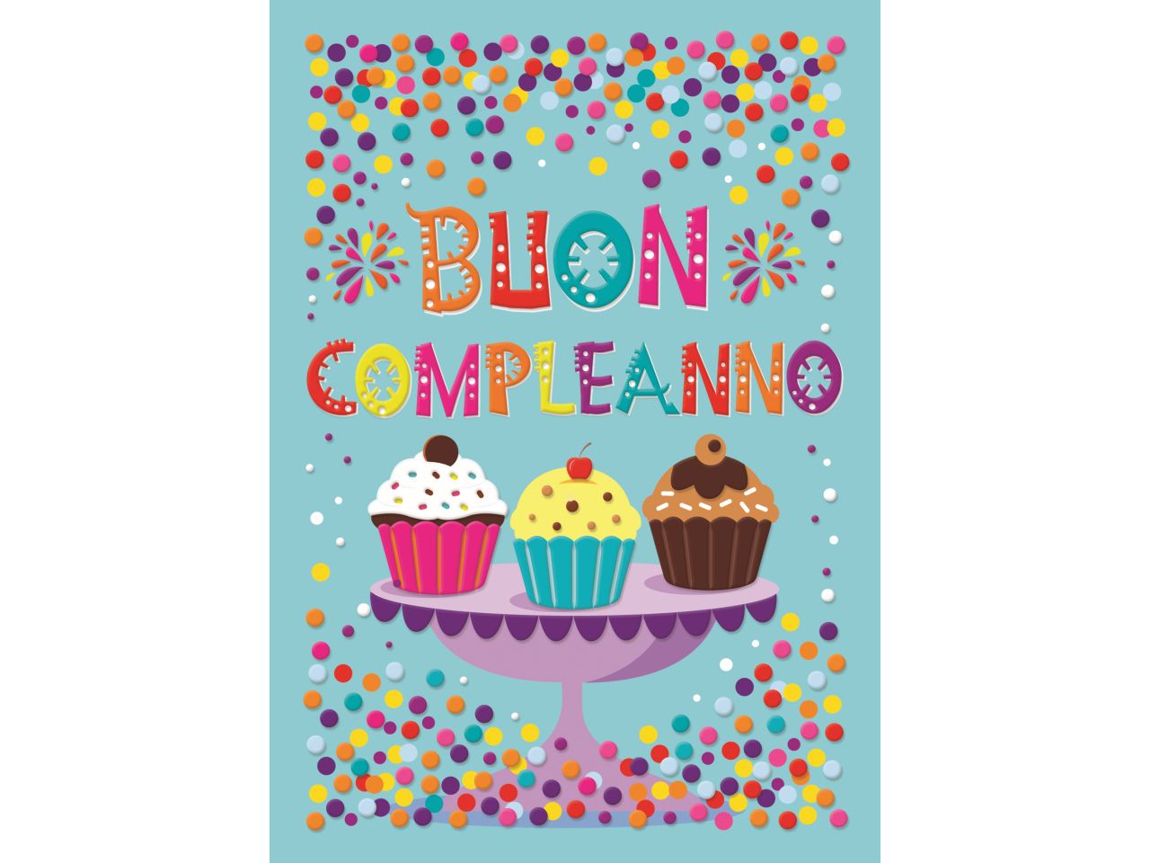 Biglietto auguri buon compleanno fantasia arcobaleno con busta