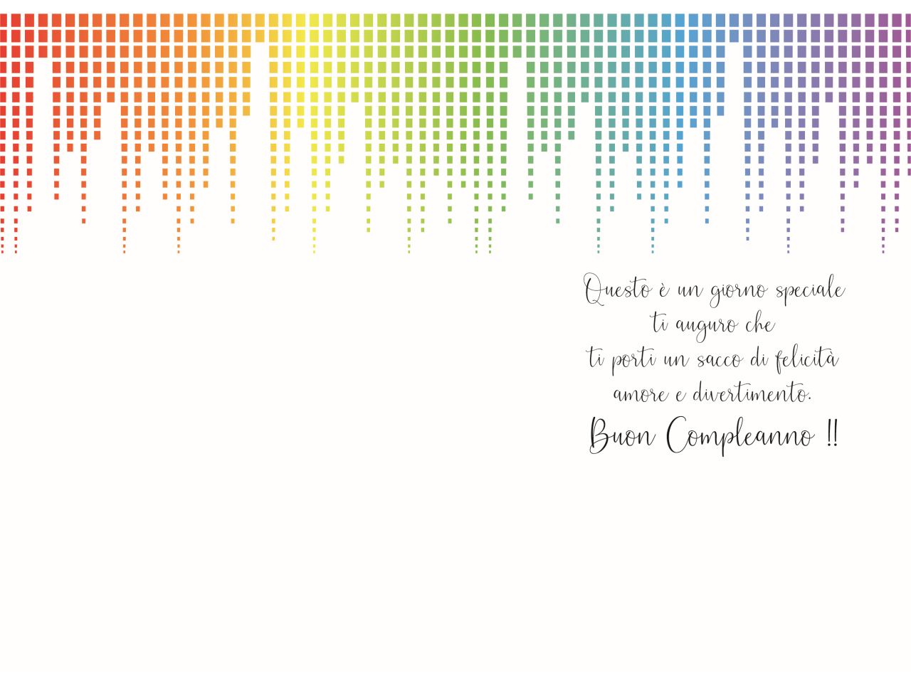 Biglietto auguri buon compleanno fantasia arcobaleno con busta