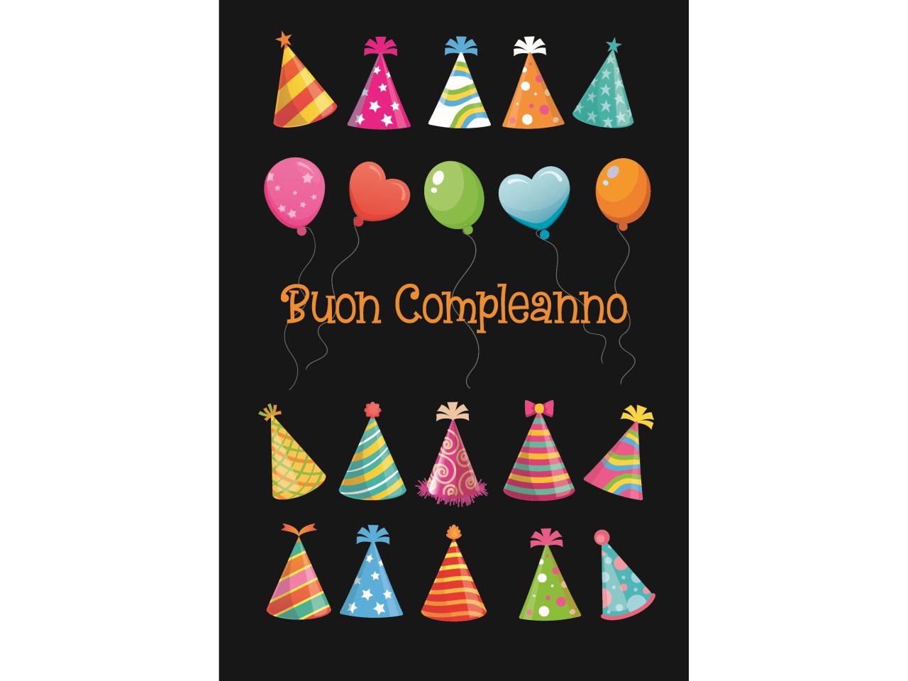 Biglietto compleanno fantasia cappellini con busta
