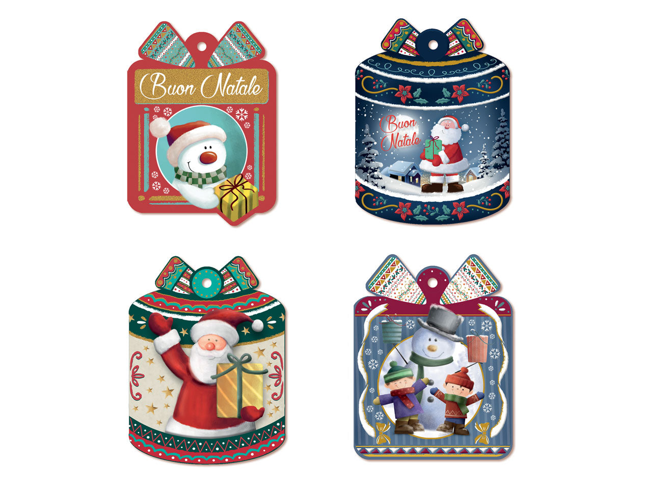 Chiudipacchi natalizi con cordino oro - confezione da 10 chiudipacchi