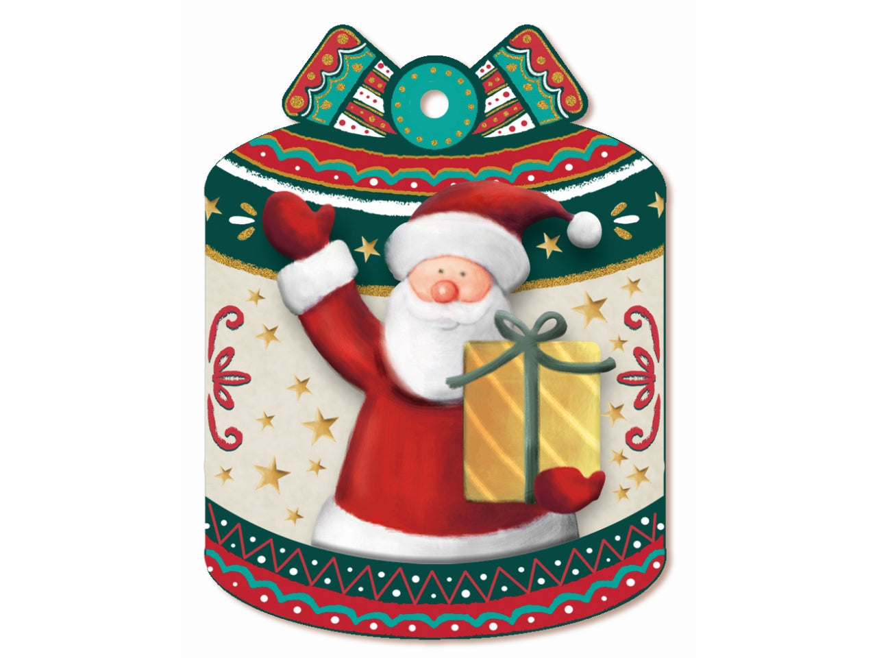 Chiudipacchi natalizi con cordino oro - confezione da 10 chiudipacchi