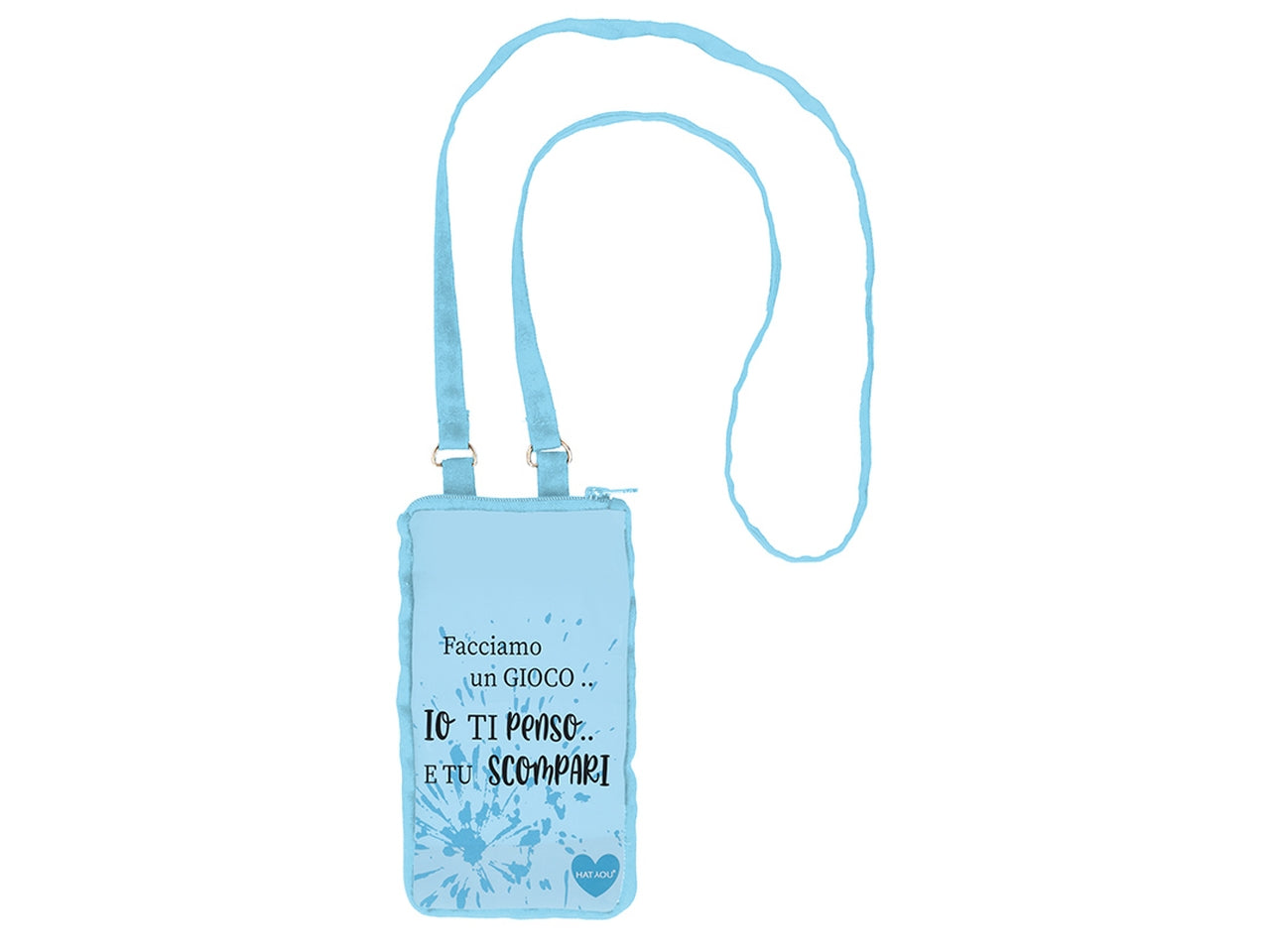 Custodia per cellulare a tracolla azzurro con scritte divertenti in poliestere 18,5x10,5x1,5 cm - Hat You $