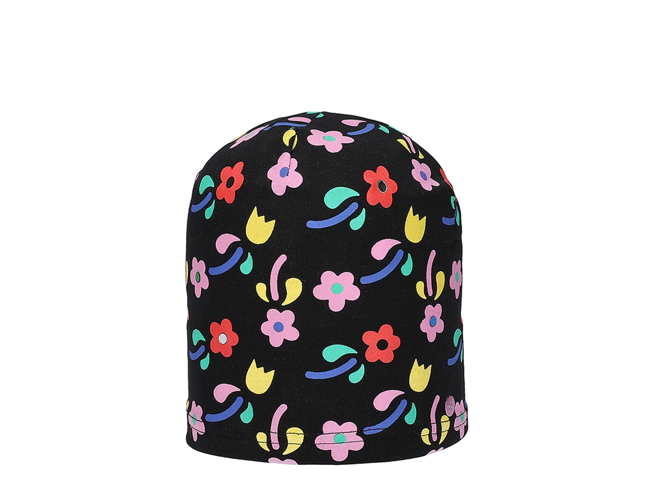 Berretto con fiori all over e specchietti colorati taglia unica nero