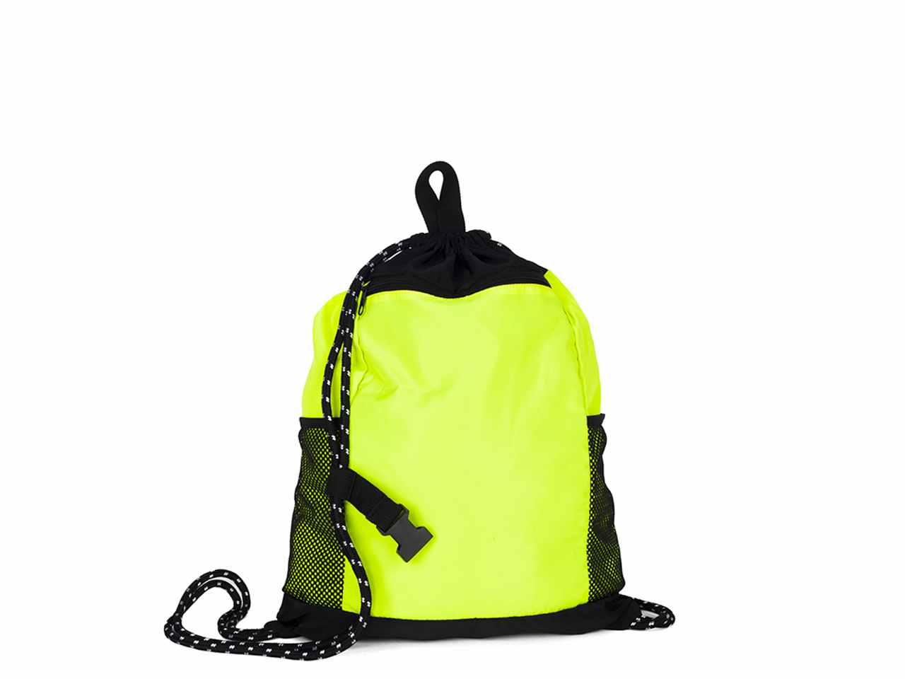 Sacca/zaino bicolore con tasche in rete colore lime 35x45cm