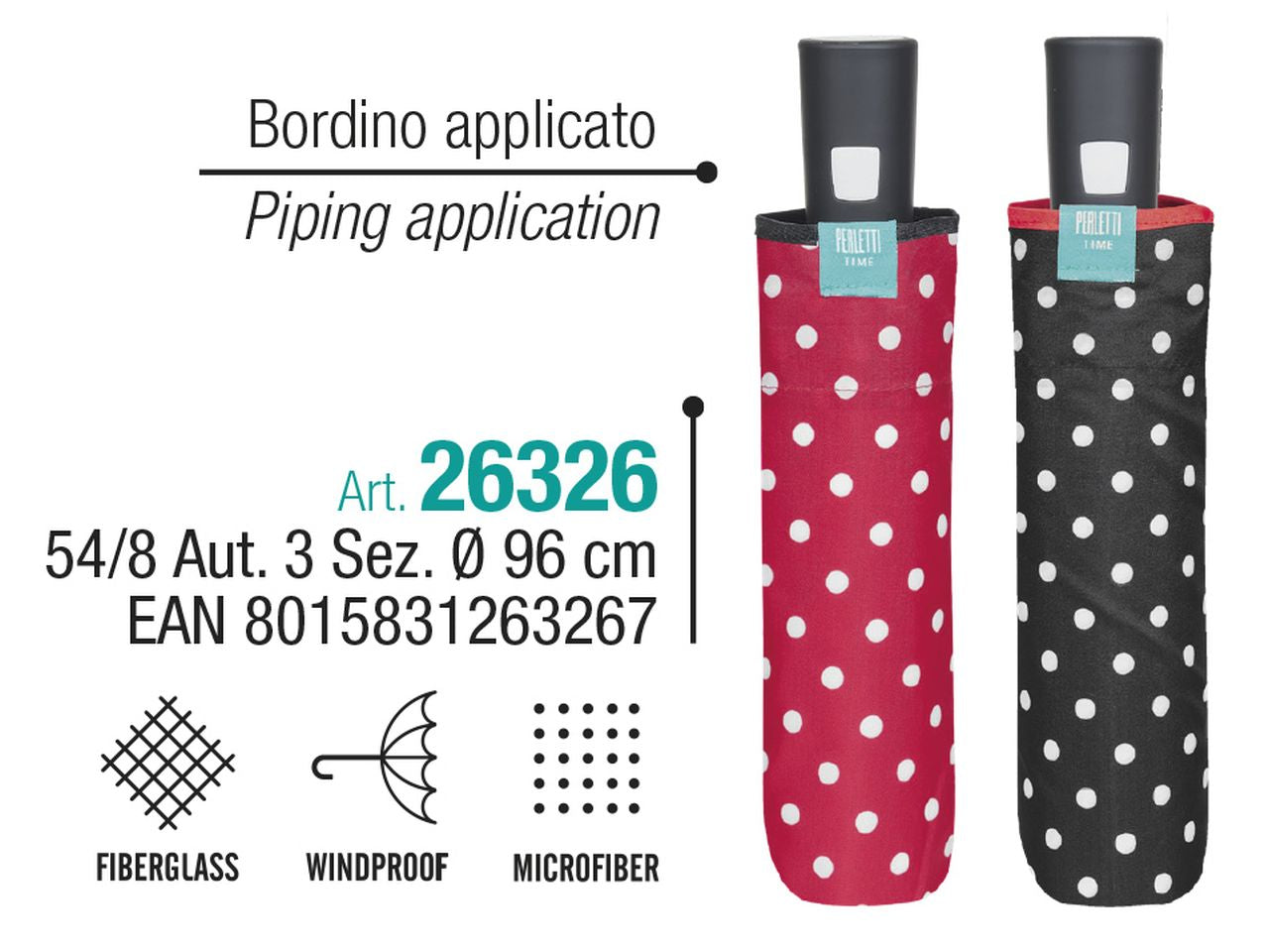 Ombrello da donna mini con apertura automatica tinta unita con pois perletti