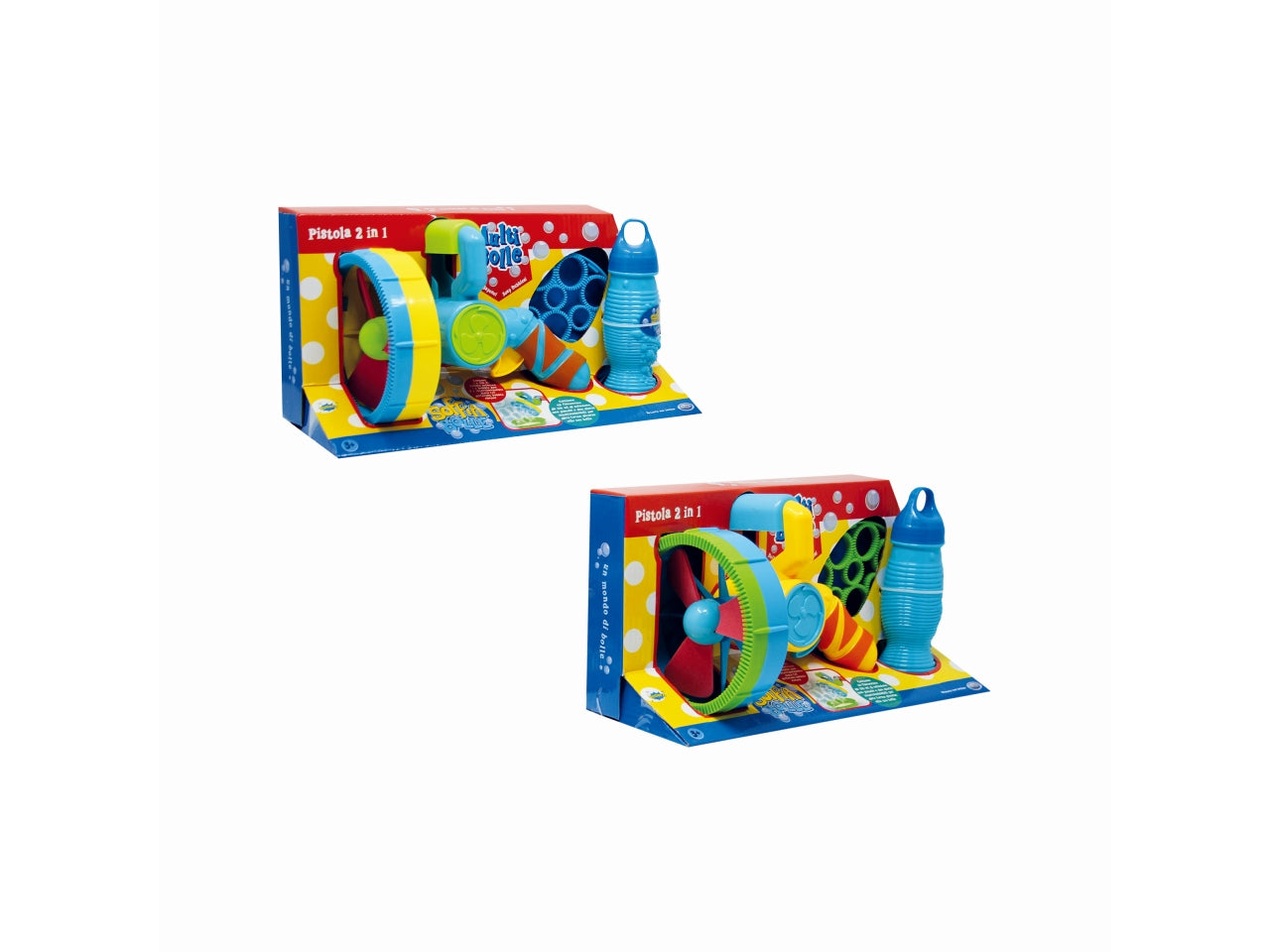 Soffiabolle - multibolle pistola 2 in 1 sparabolle 18x14cm con funzionamento a batteria