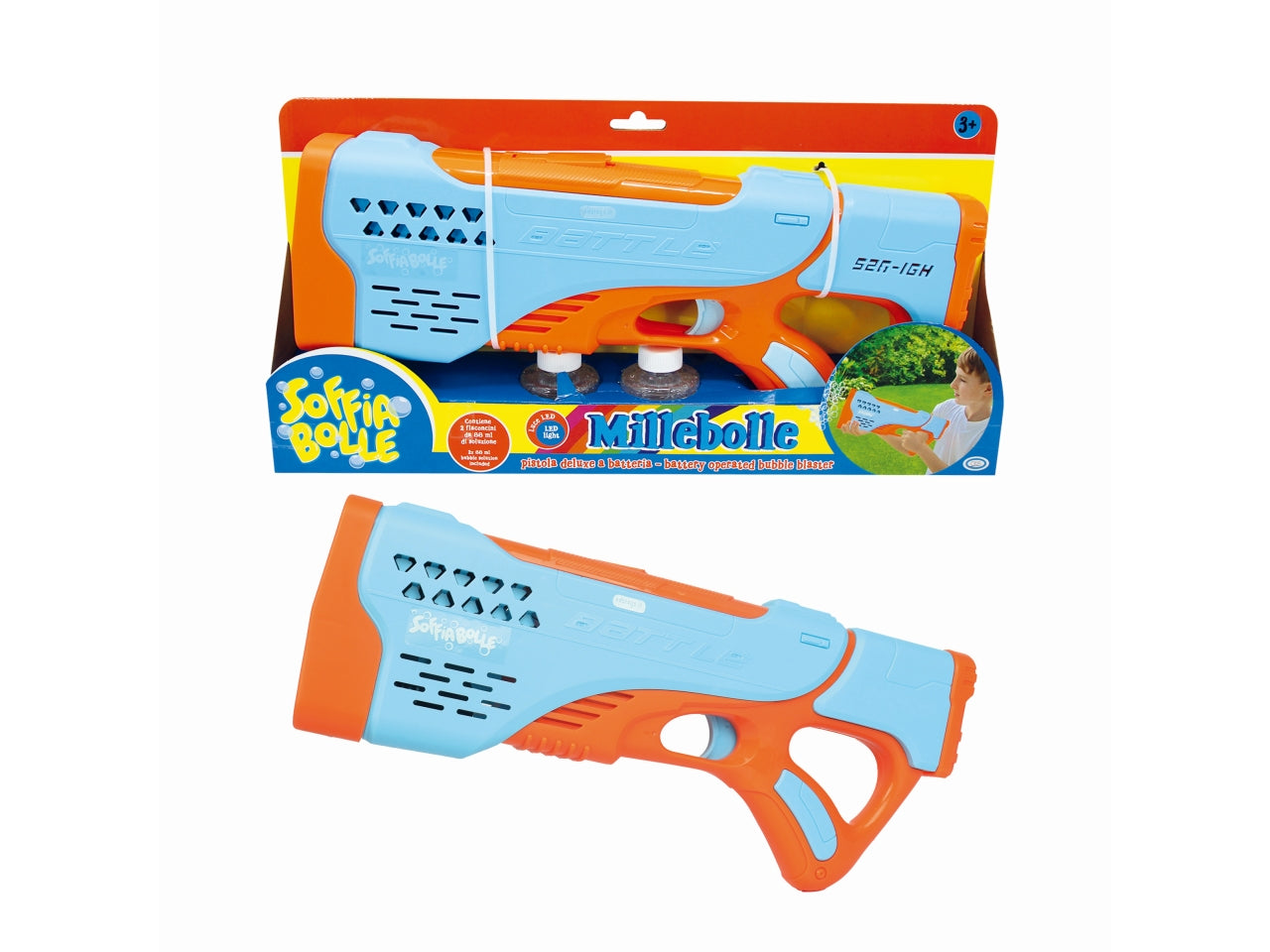 Soffiabolle - multibolle pistola deluxe doppio sparabolle con luci