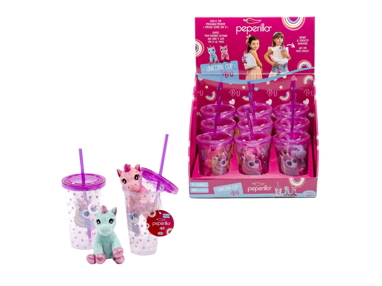 Peperilla - baby unicorn cup unicorno peluche portachiavi