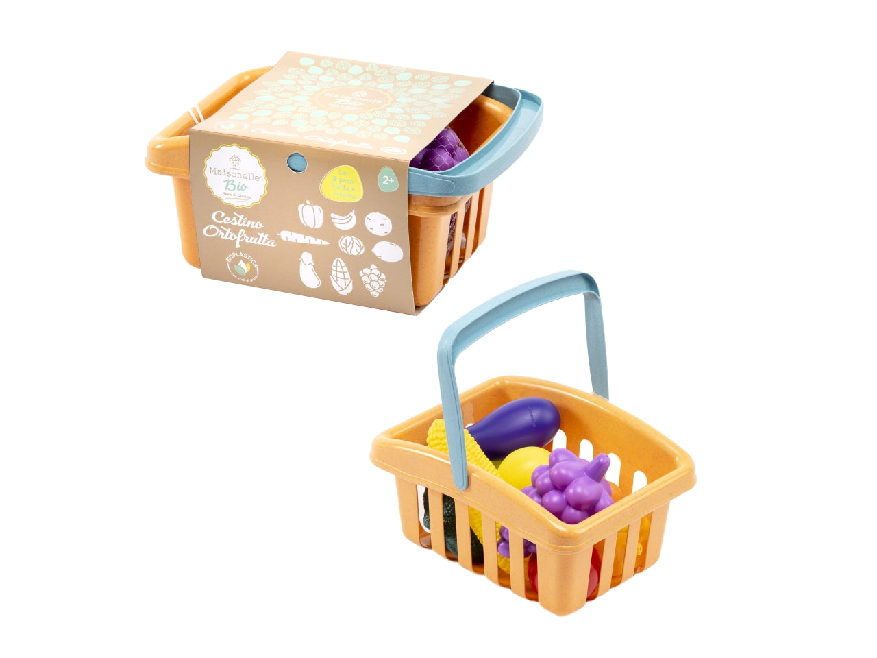 Maisonelle bio - cestino ortofrutta con 9 accessori misura 27x19,5x13cm