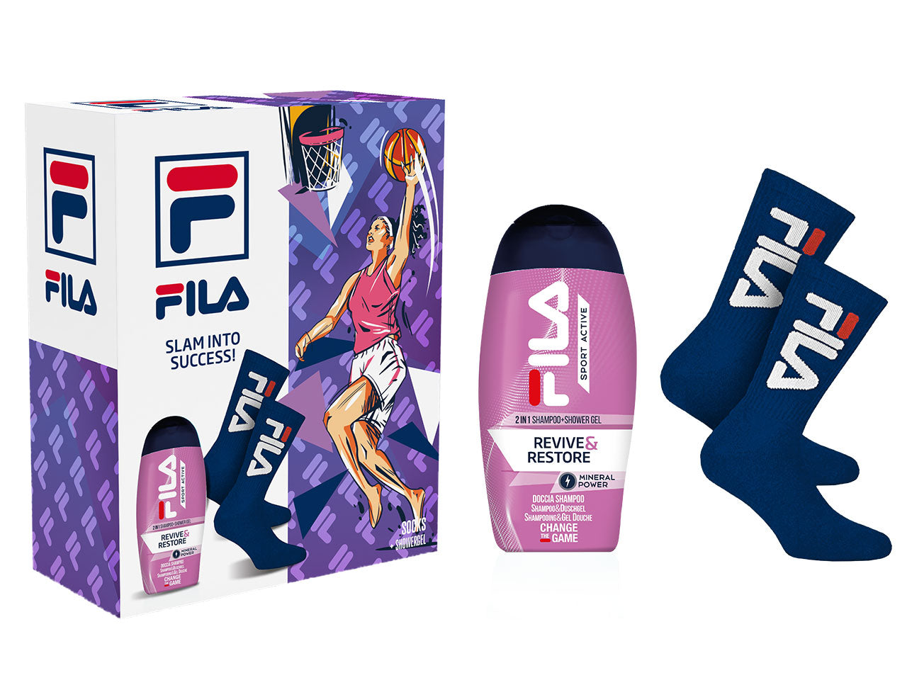 Fila - showergel revive&restore 250ml + socks donna