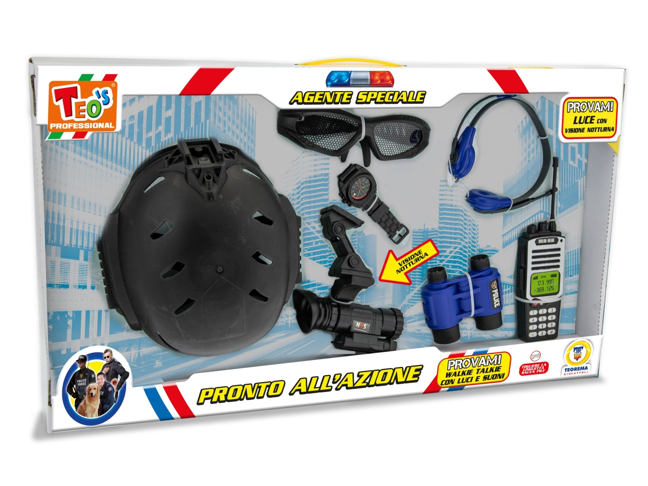 Teo's police set caschetto con visore e walkie