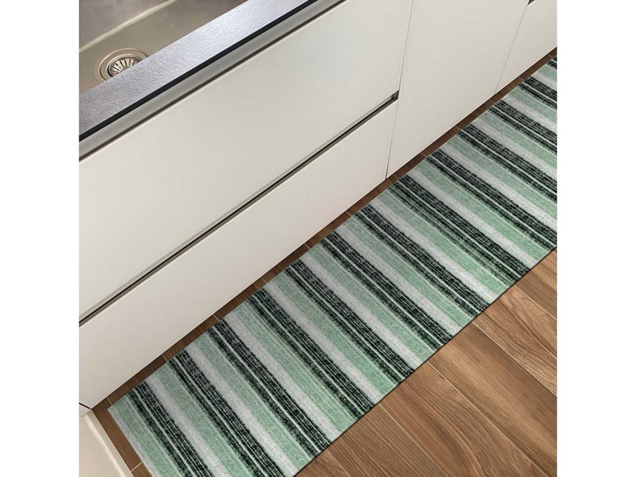 Tappeto per cucina moderno in misto cotone multicolor fantasia rigata 50x170 cm, Santiago - Olivo Tappeti