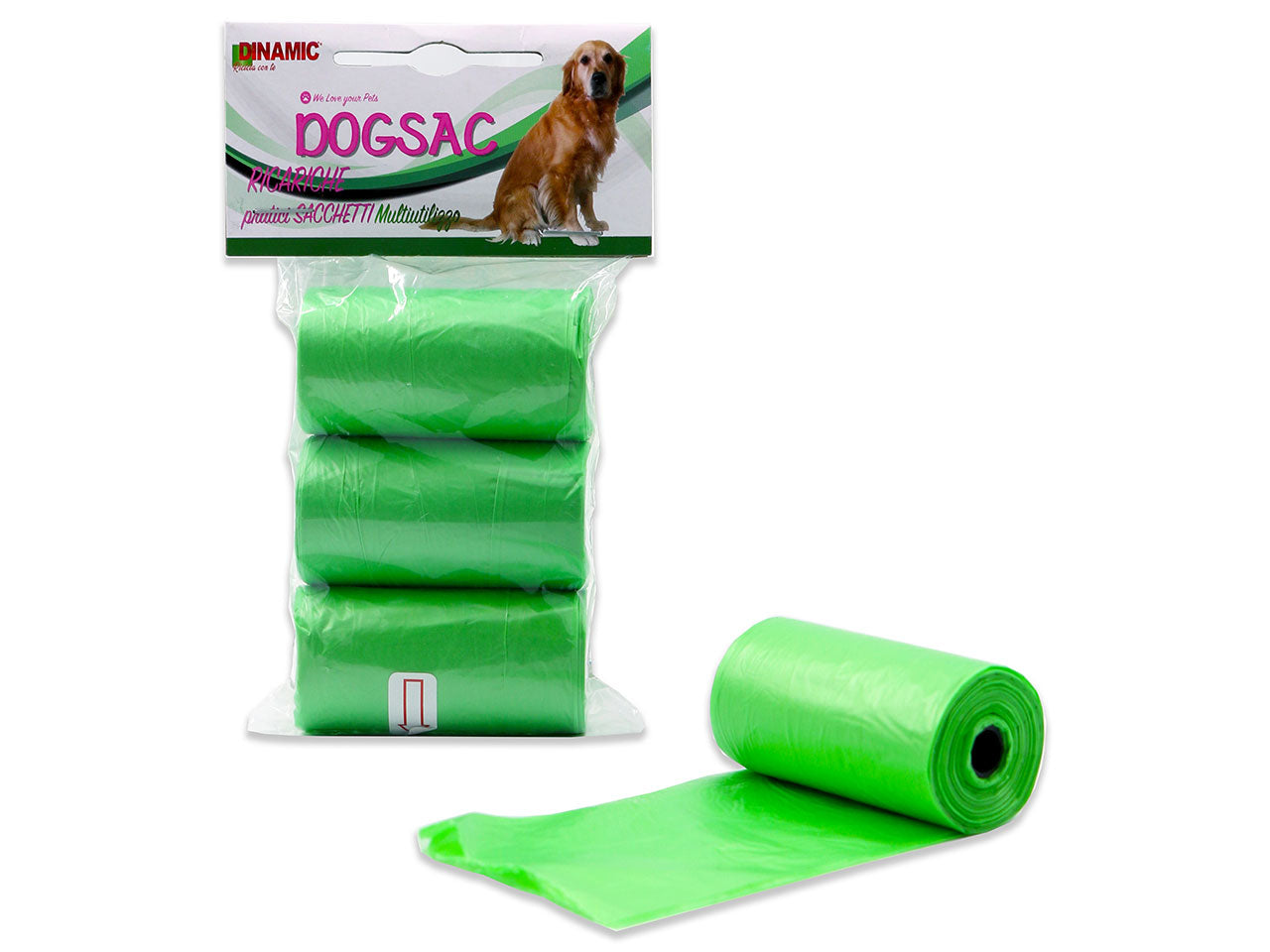 Sacchetti igienici dogsac verde 22x32cm - 3 rotoli da 20 sacchetti