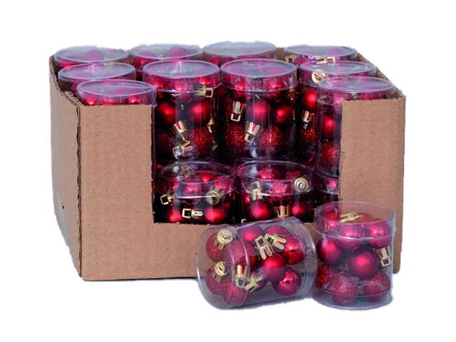 Palla natalizie 2cm rosse metallizzate/satinate set da 12 palle assortite