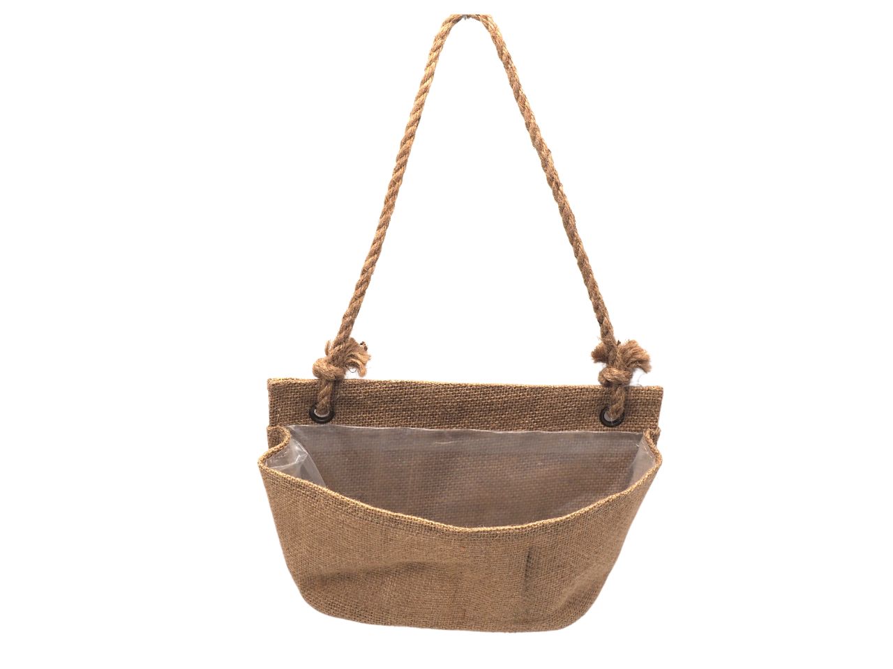 Porta pianta con spago in juta e corda h.11/15 - 38x25x10cm