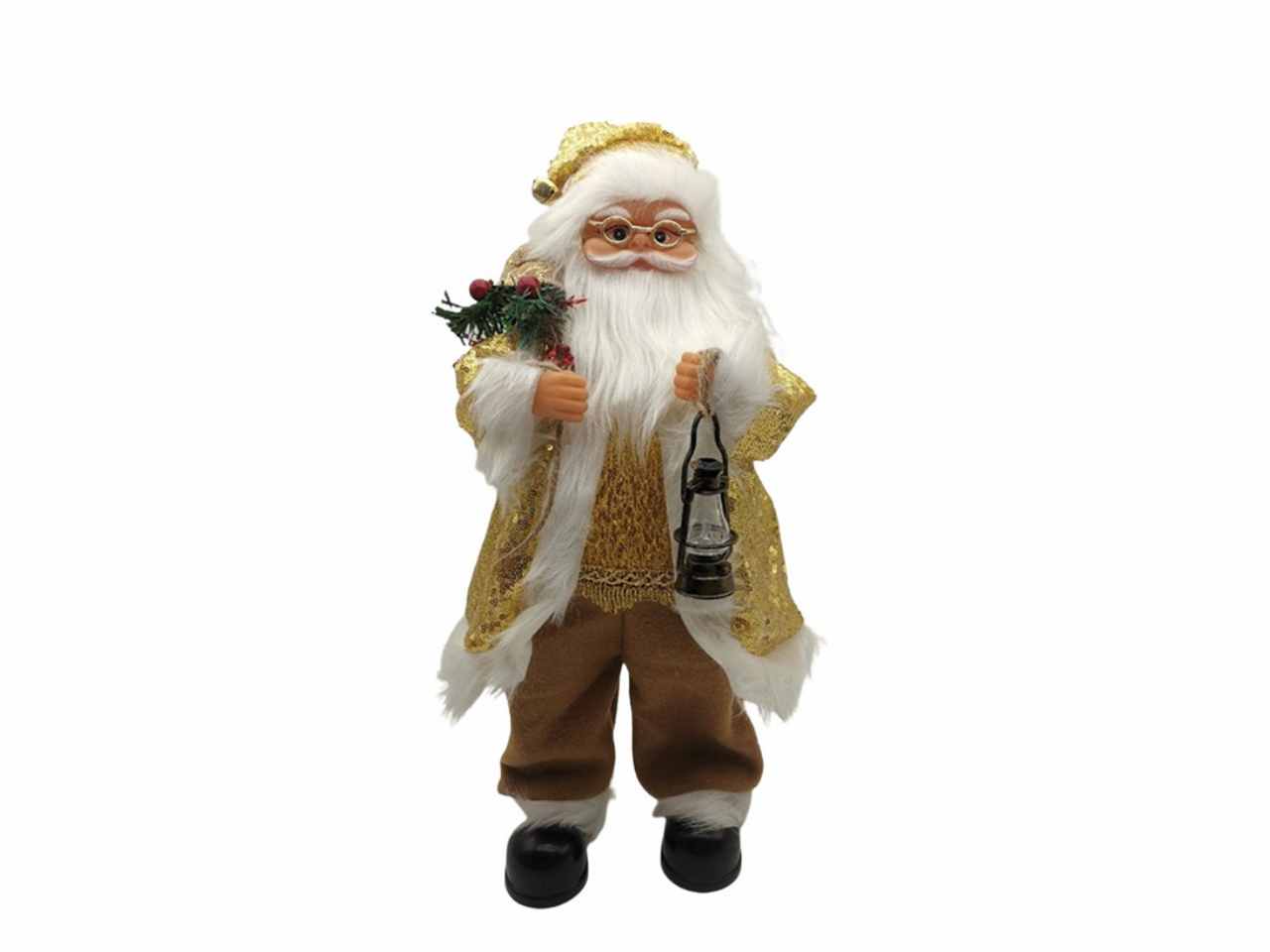 Babbo natale con paiettes 50cm musiche/movimenti/luci oro