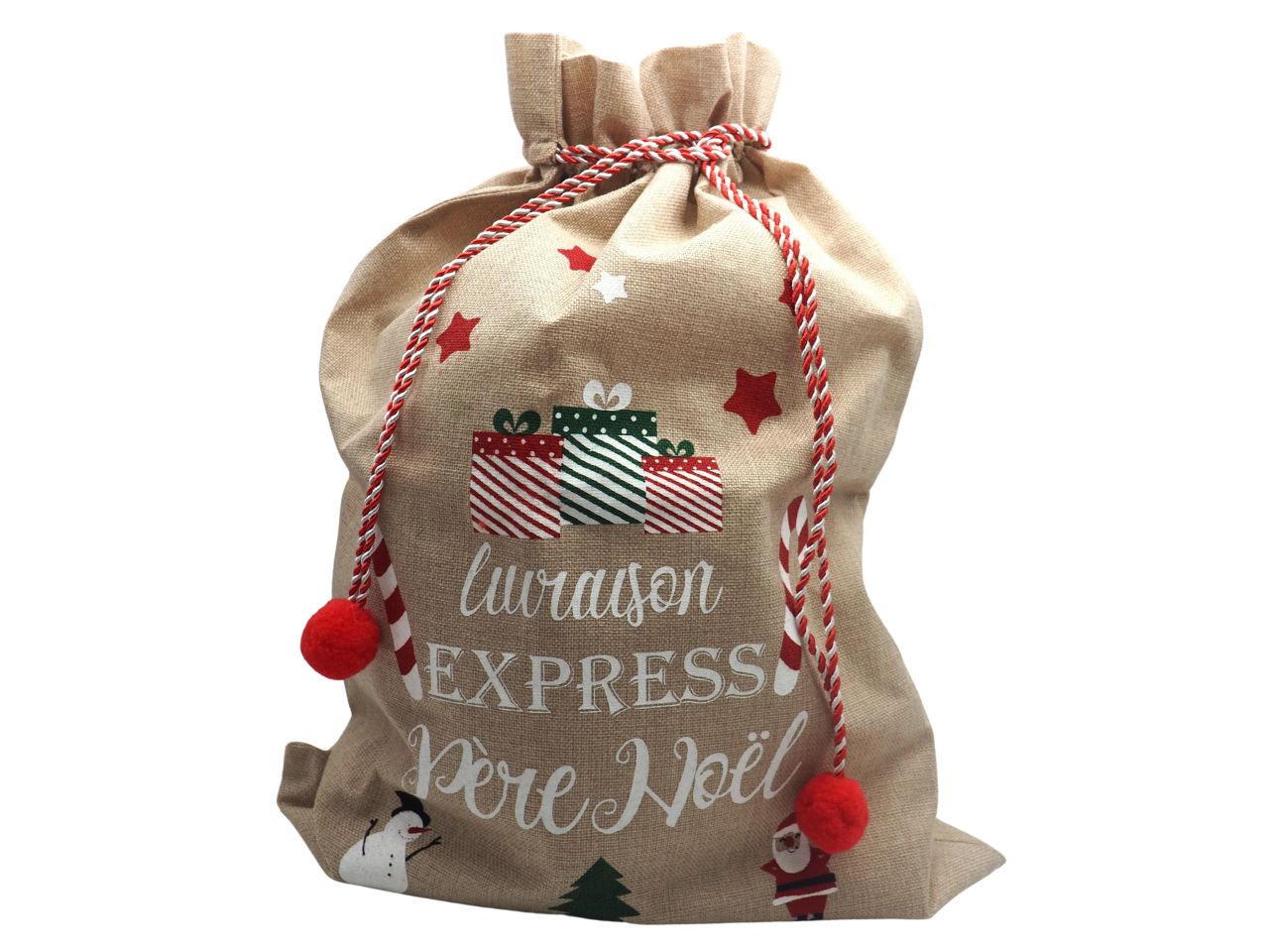 Sacco juta con disegno natalizio h.100x60cm