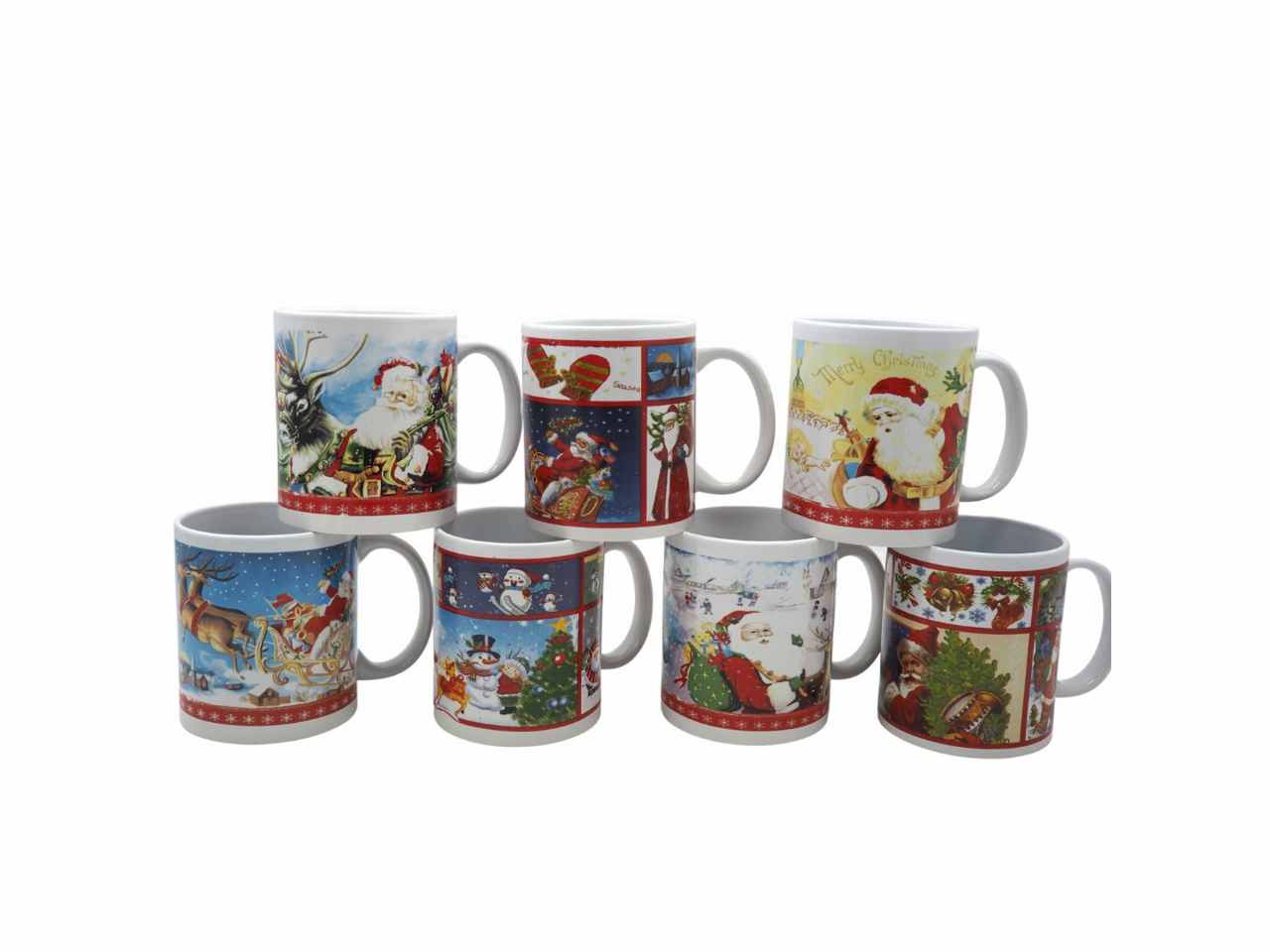 Tazza mug misura h.9,5xd.8x12cm disegni natalizi in 7 assortimenti