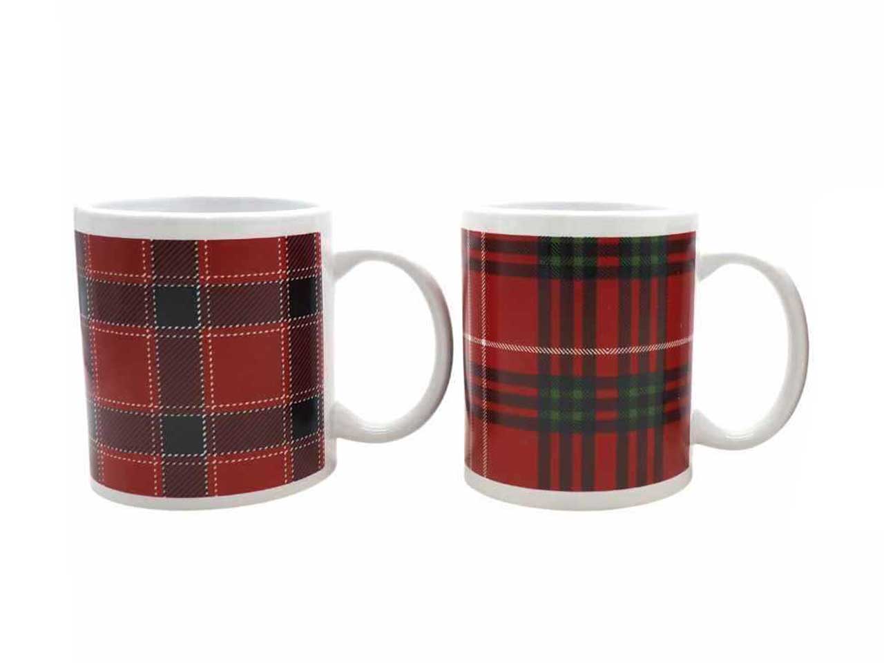 Tazza mug misura h.9,5xd.8x12cm disegni natalizi con tartan