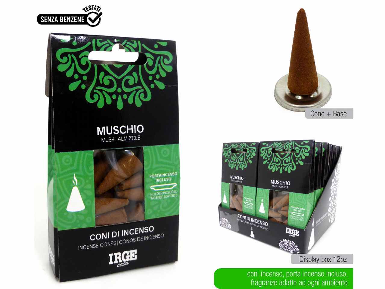 Incenso muschio 12 pezzi deo4327a