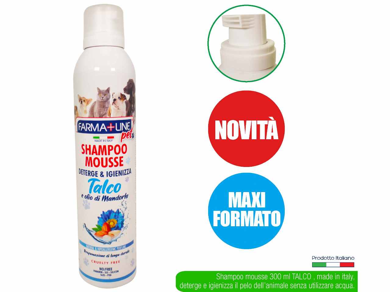 Shampoo mousse 300ml talco/olio mandorle sha5156a