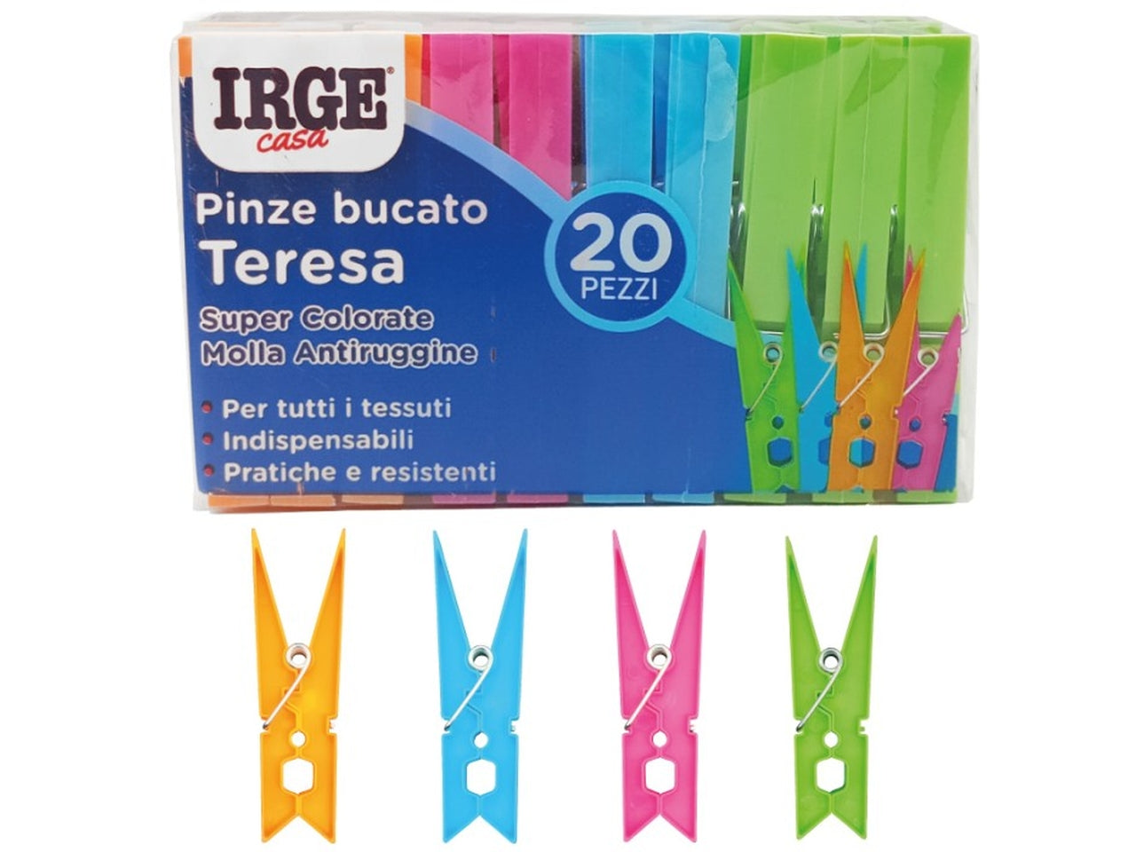 Pinze bucato irge teresa set 20 pinze multicolor