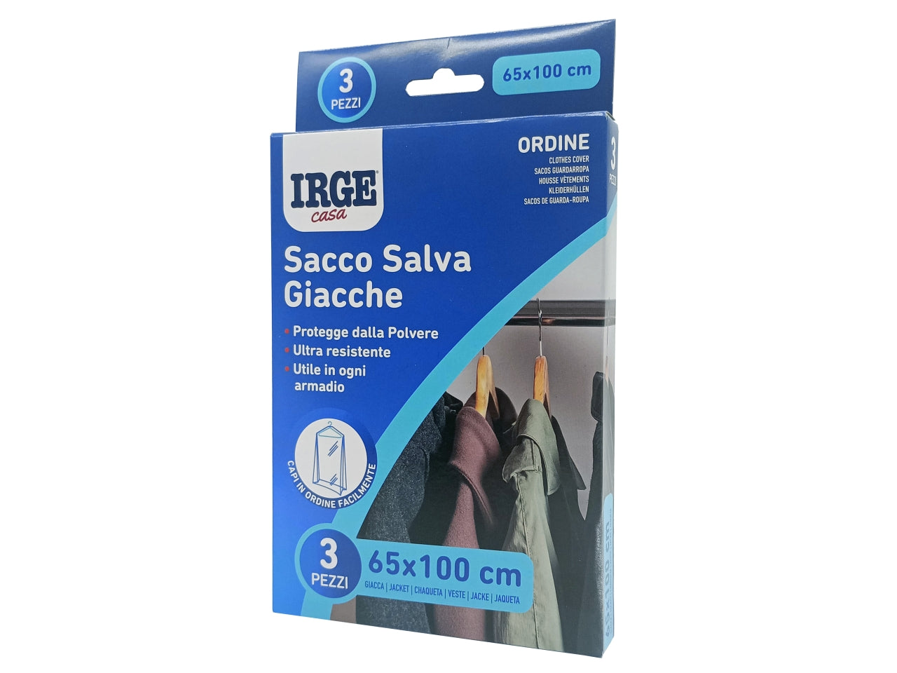 Sacco salva giacche 65x100cm set 3 sacchi