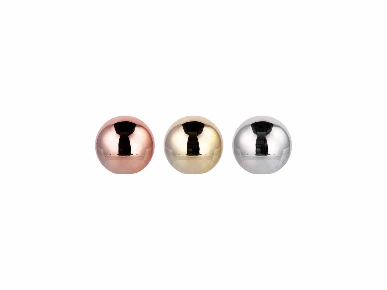 Sfera in ceramica natalizia d.6,5cm nei colori oro argento e rosa