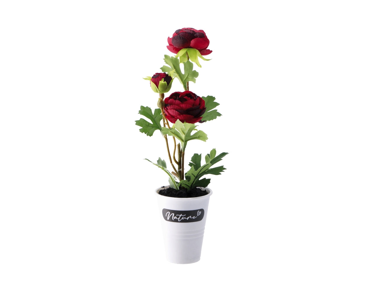 Vaso con rose d.17xh.34cm con 2 fiori e 1 bocciolo in 4 colori assortiti