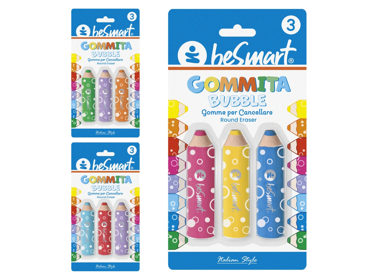 Blister da 3 gommita bubbles round classic be smart