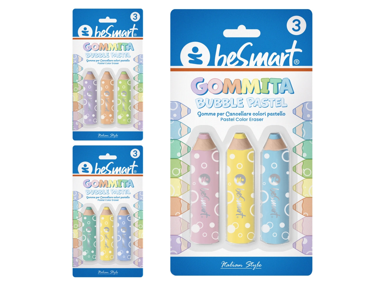 Blister da 3 gommita bubbles round pastel be smart