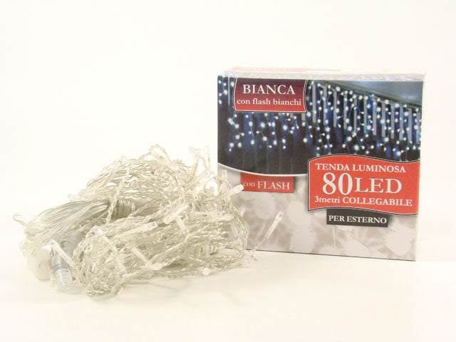 Tenda icicle 80 led bianca +flash bian e/c 1/24