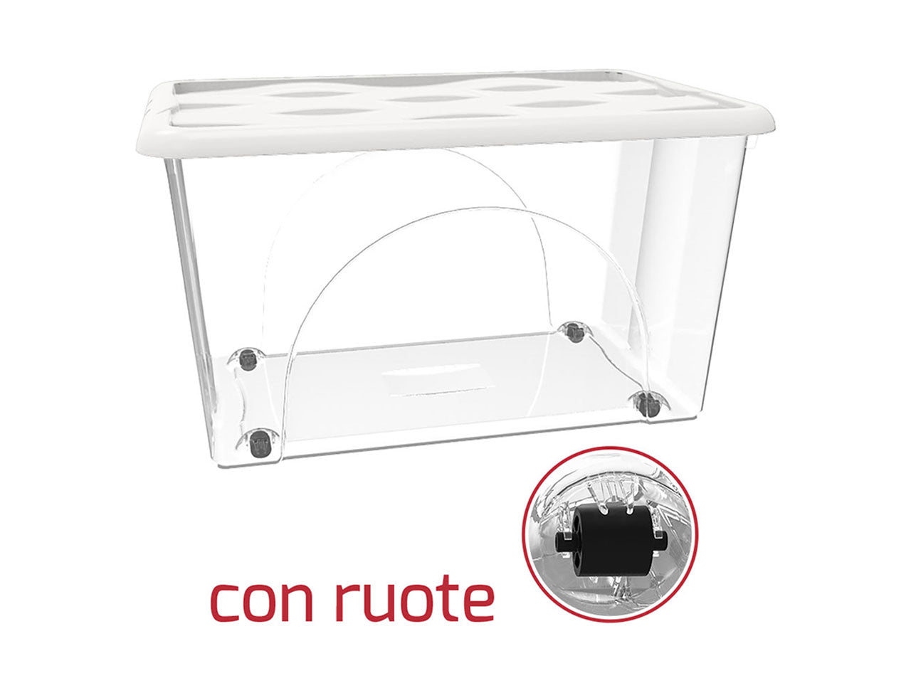 Storage box modello dune capacita' 60l con ruote trasparente con coperchio colore bianco panna