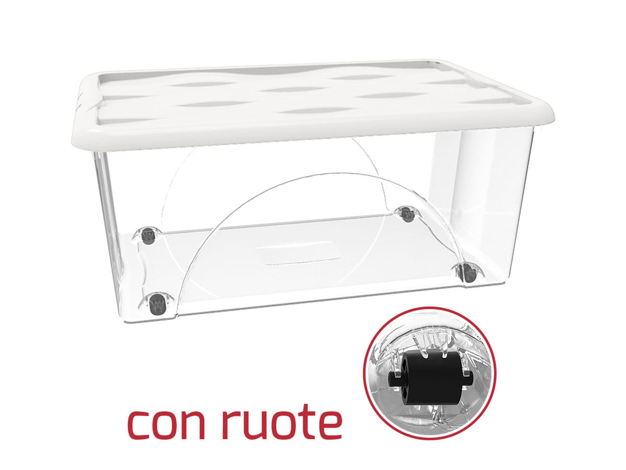 Storage box modello dune capacita' 45l con ruote trasparente con coperchio colore bianco panna