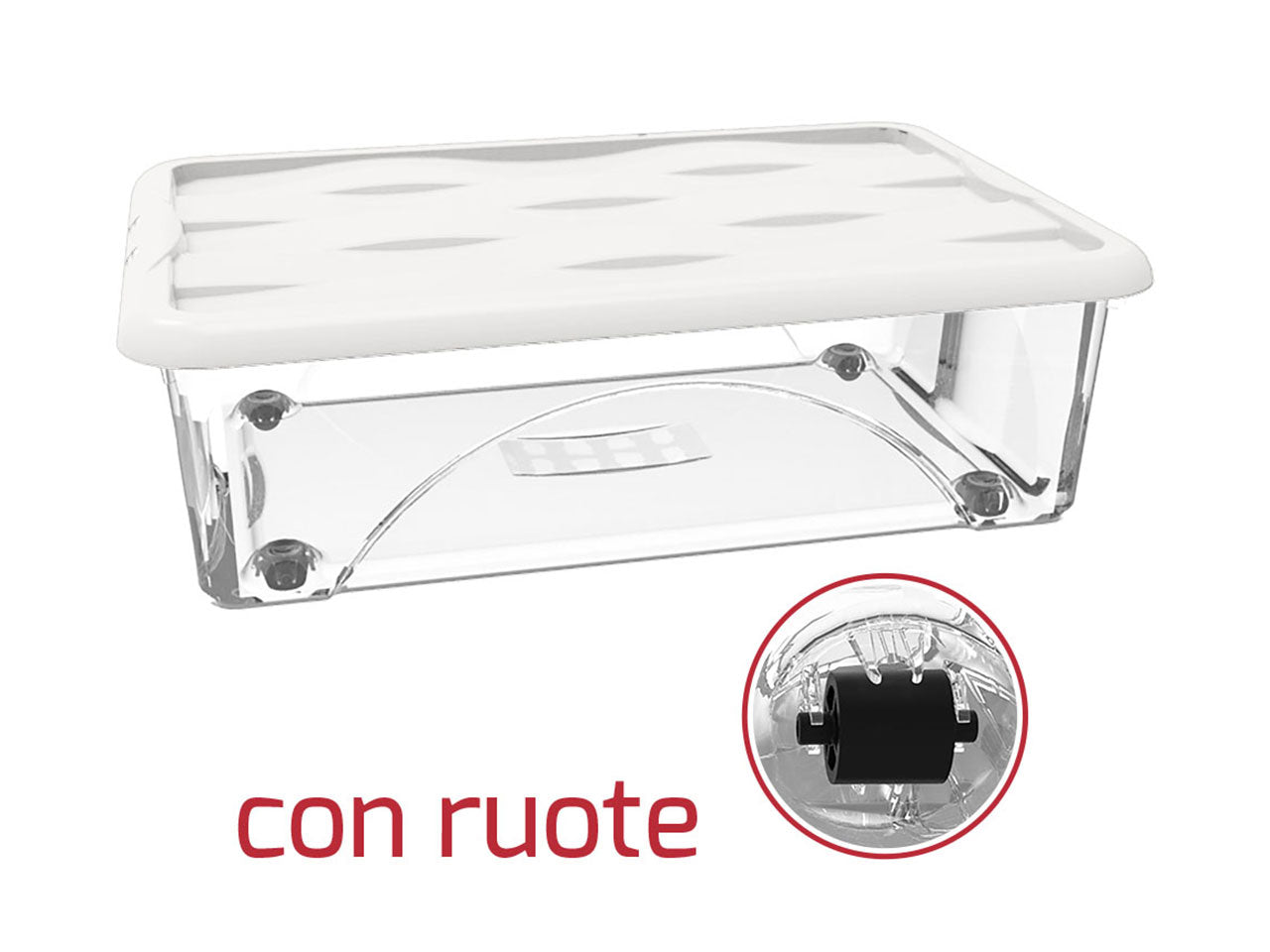 Storage box modello dune capacita' 30lt con ruote trasparente con coperchio colore bianco panna